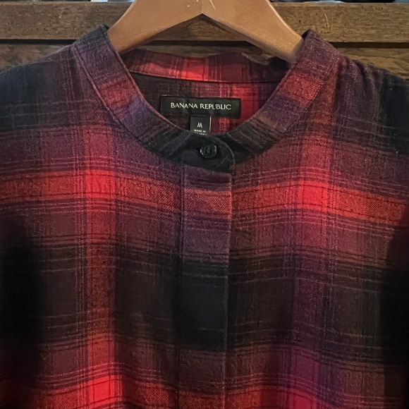 NWT Banana Republic Plaid Flannel Button Down Shirt Bishop Sleeves‎ Sz M - Picture 8 of 14